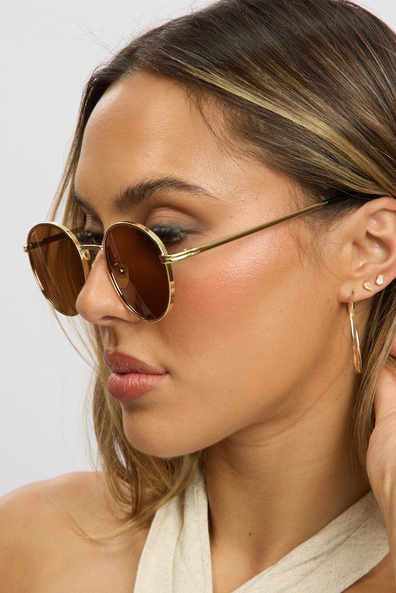 Brown Round Sunglasses for Ally Fashion