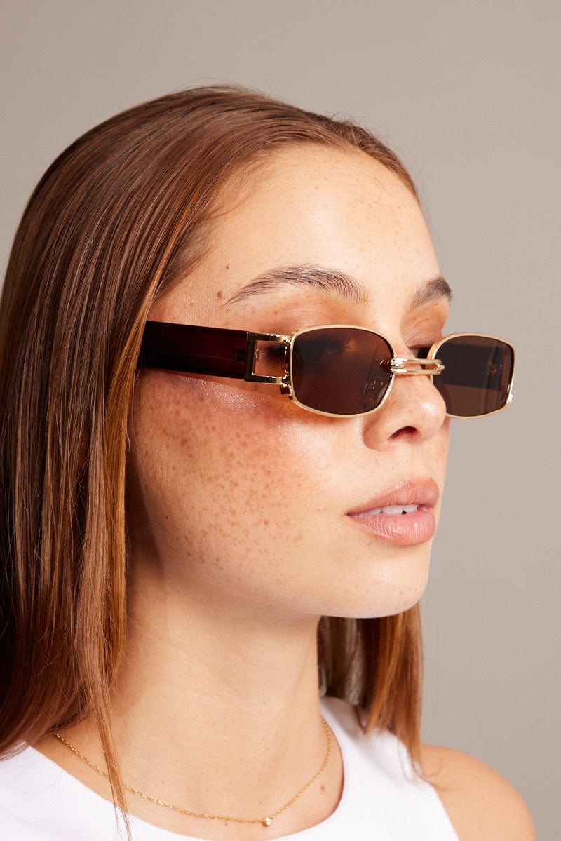 Brown Rectangle Sunglasses for Ally Fashion