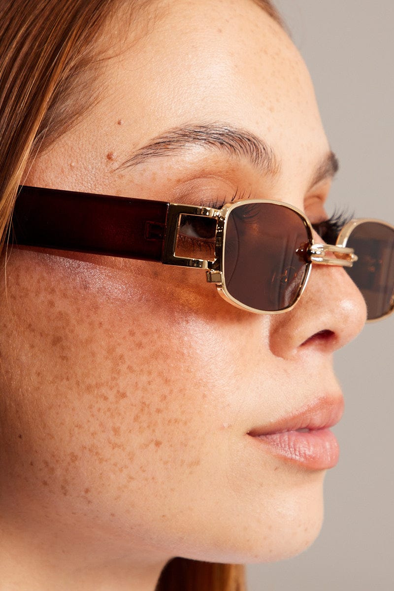 Brown Rectangle Sunglasses for Ally Fashion