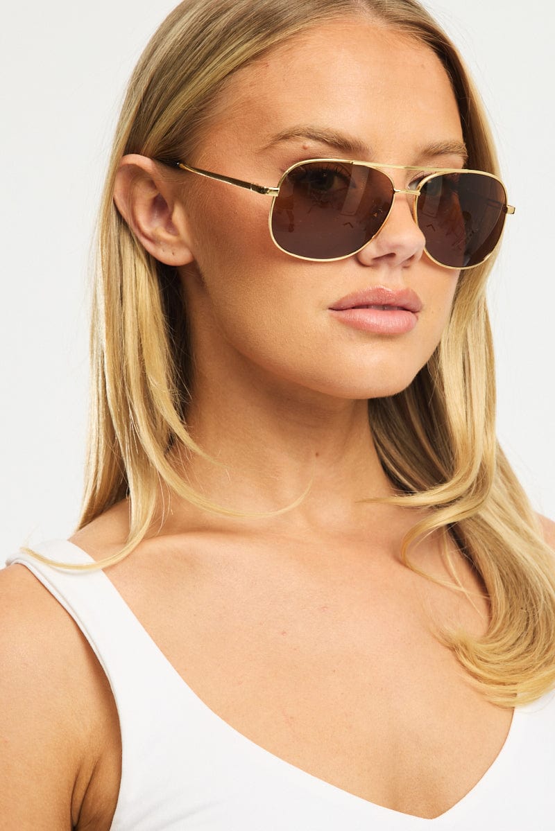 Brown Aviator Sunglasses for Ally Fashion