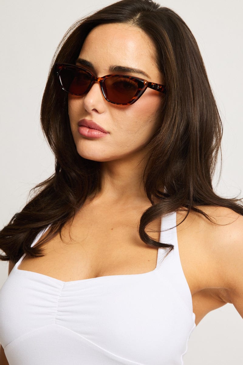 Brown Animal Print Cat Eye Sunglasses for Ally Fashion