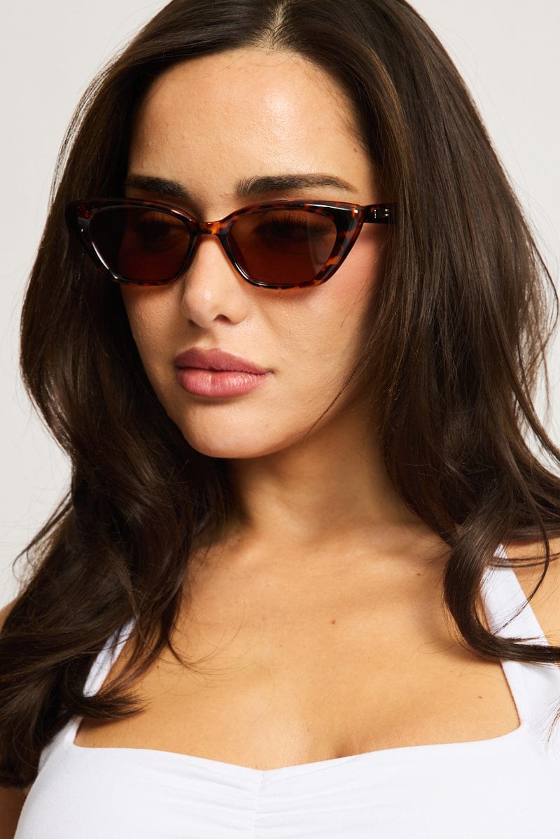 Brown Animal Print Cat Eye Sunglasses for Ally Fashion