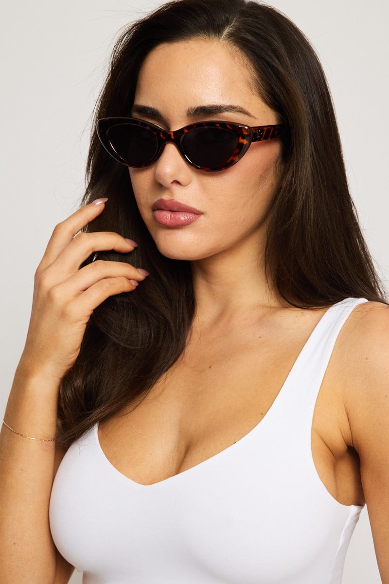 Brown Animal Print Cat Eye Sunglasses for Ally Fashion