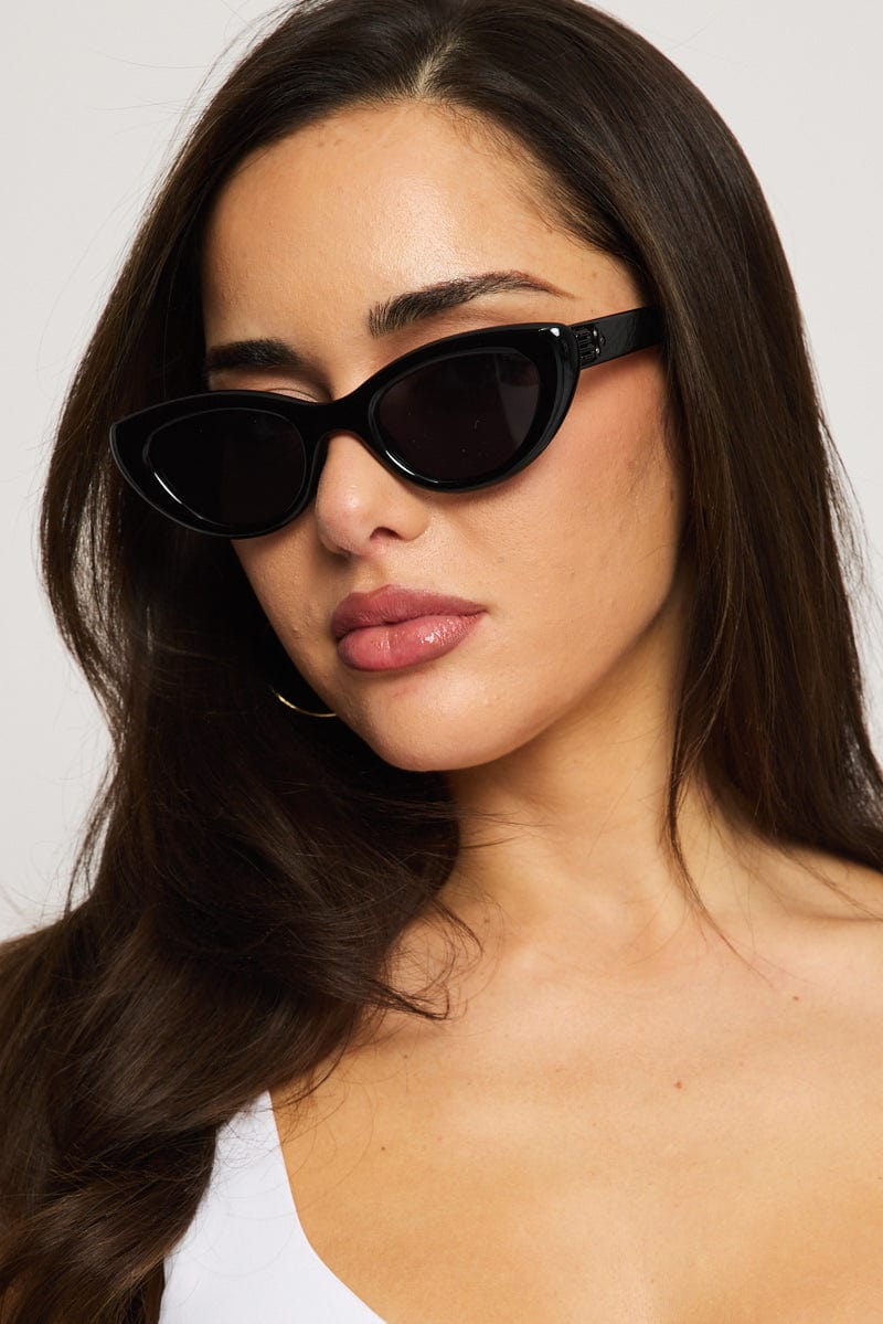 Black Animal Print Cat Eye Sunglasses for Ally Fashion