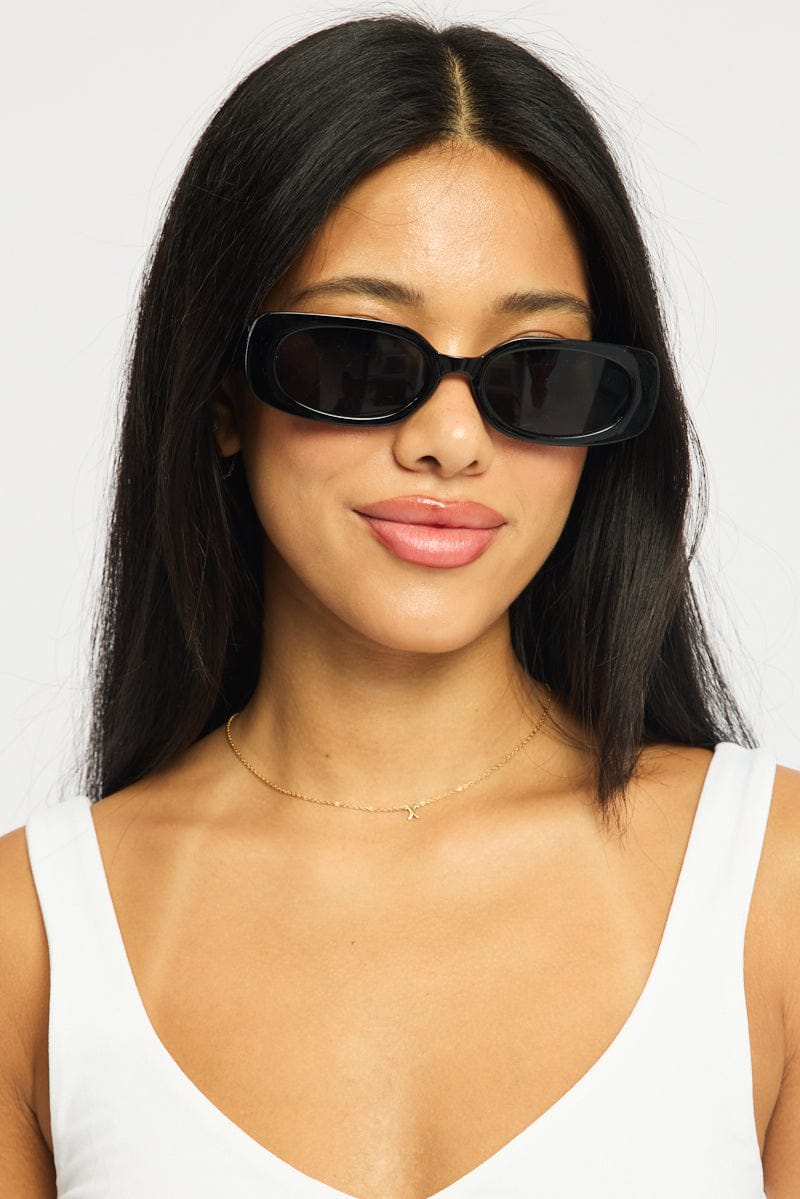 Black Animal Print Rectangular Sunglasses for Ally Fashion