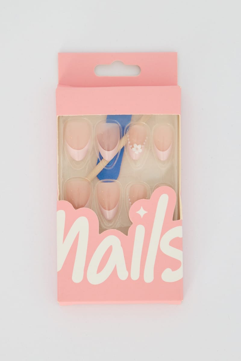 Pink 24 Pcs Press On Nails for Ally Fashion
