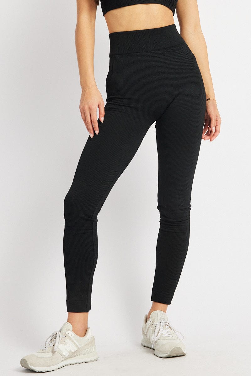 Black Fleece Leggings Seamless for Ally Fashion