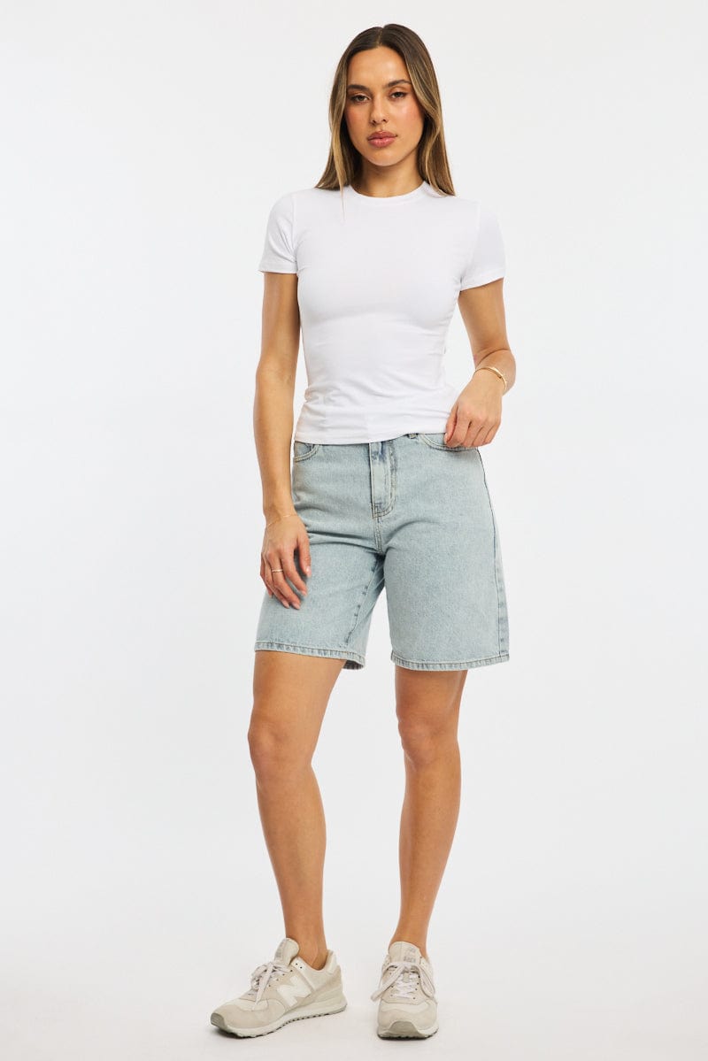 White T-shirt Short Sleeve Crew Neck for Ally Fashion
