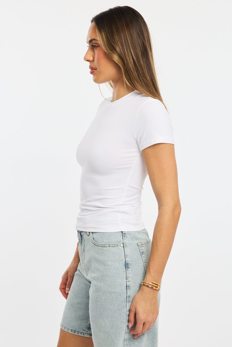 White T-shirt Short Sleeve Crew Neck for Ally Fashion