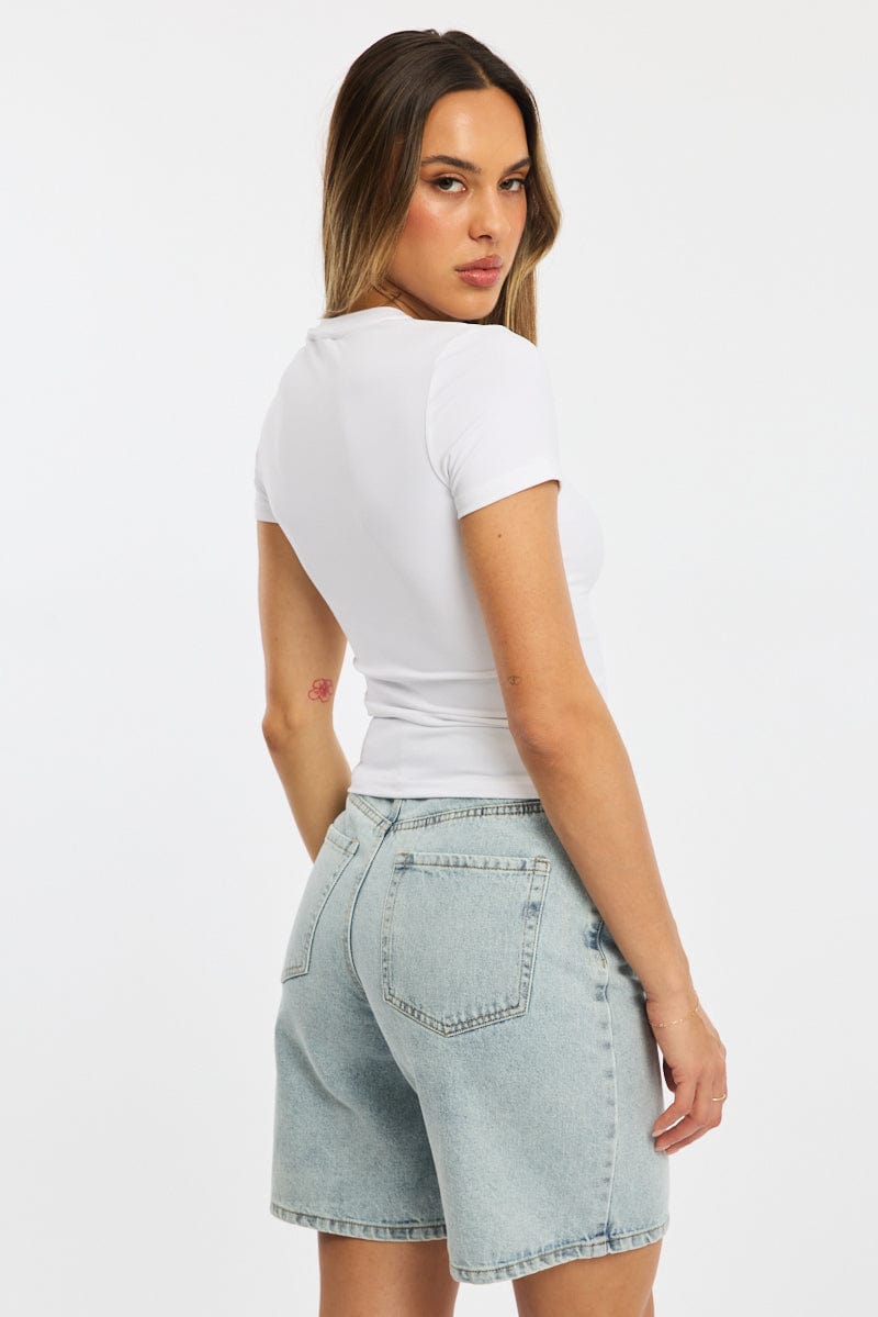 White T-shirt Short Sleeve Crew Neck for Ally Fashion