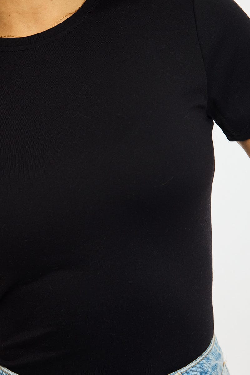 Black Supersoft Crew Neck Short Sleeve for Ally Fashion