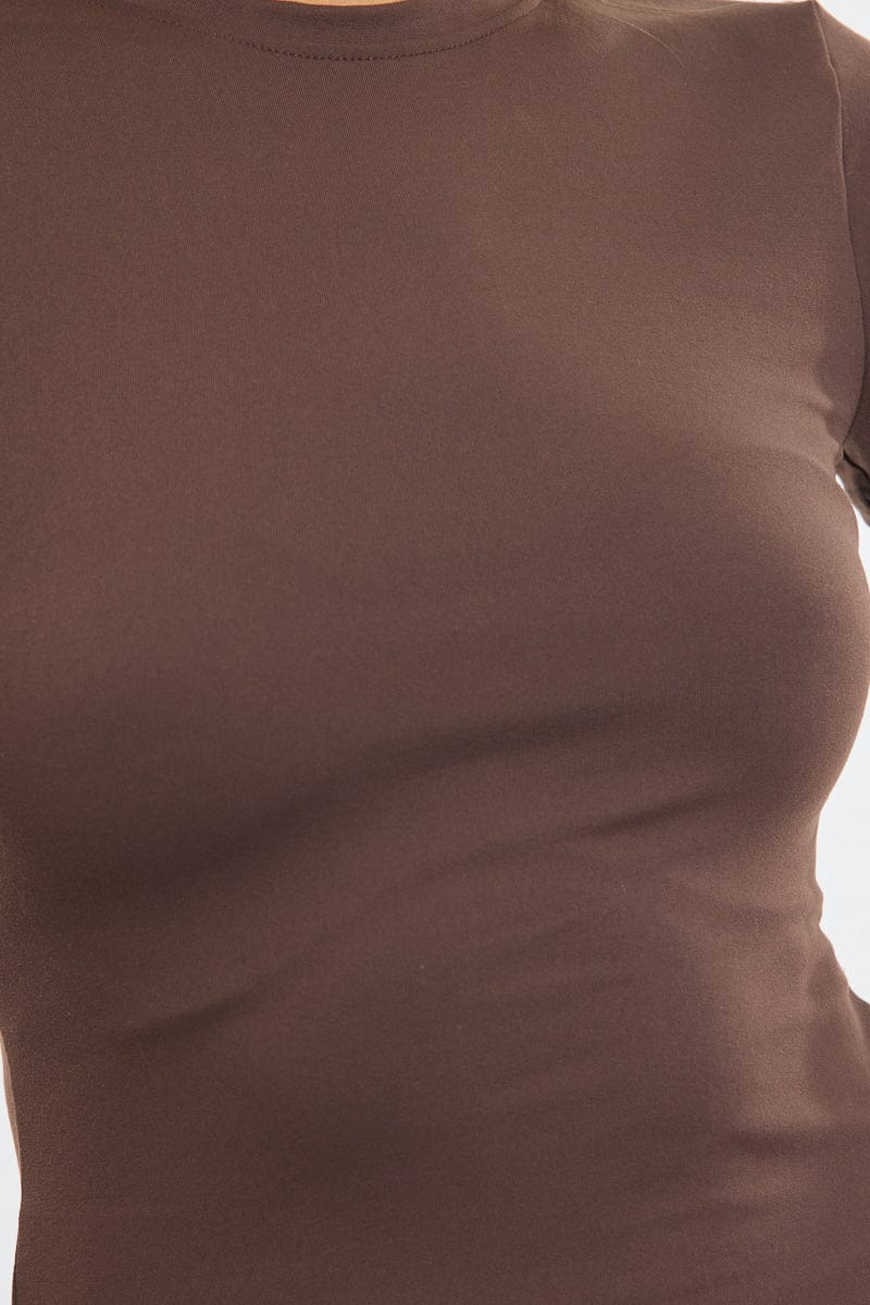 Brown Supersoft Crew Neck Short Sleeve for Ally Fashion