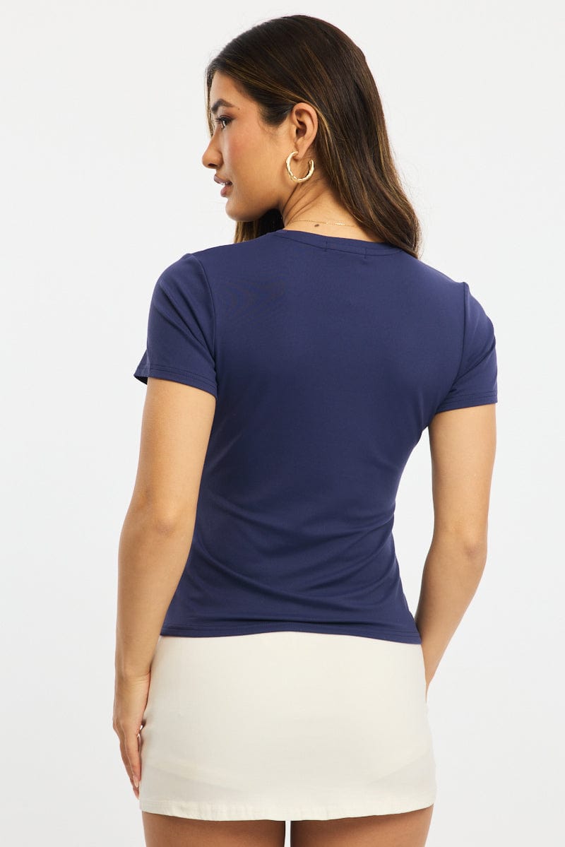 Blue Supersoft Crew Neck Short Sleeve for Ally Fashion