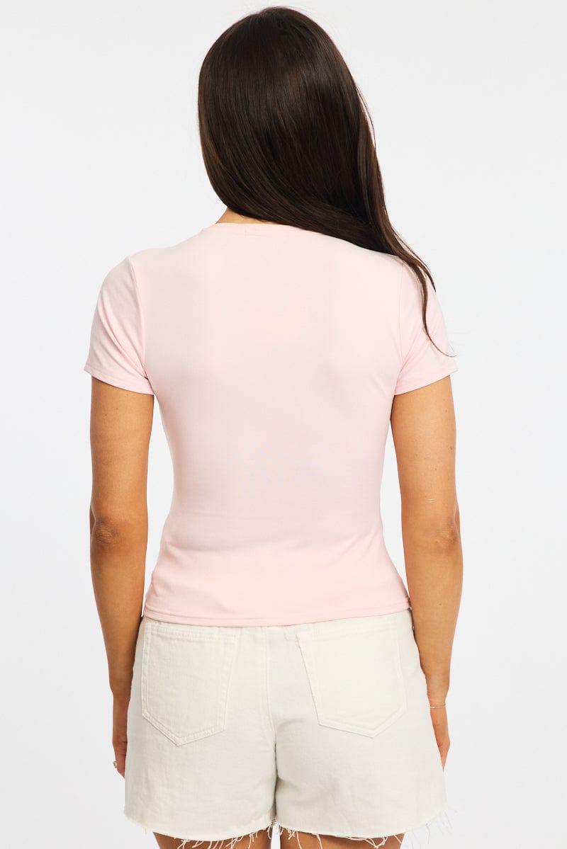 Pink Supersoft Crew Neck Short Sleeve for Ally Fashion