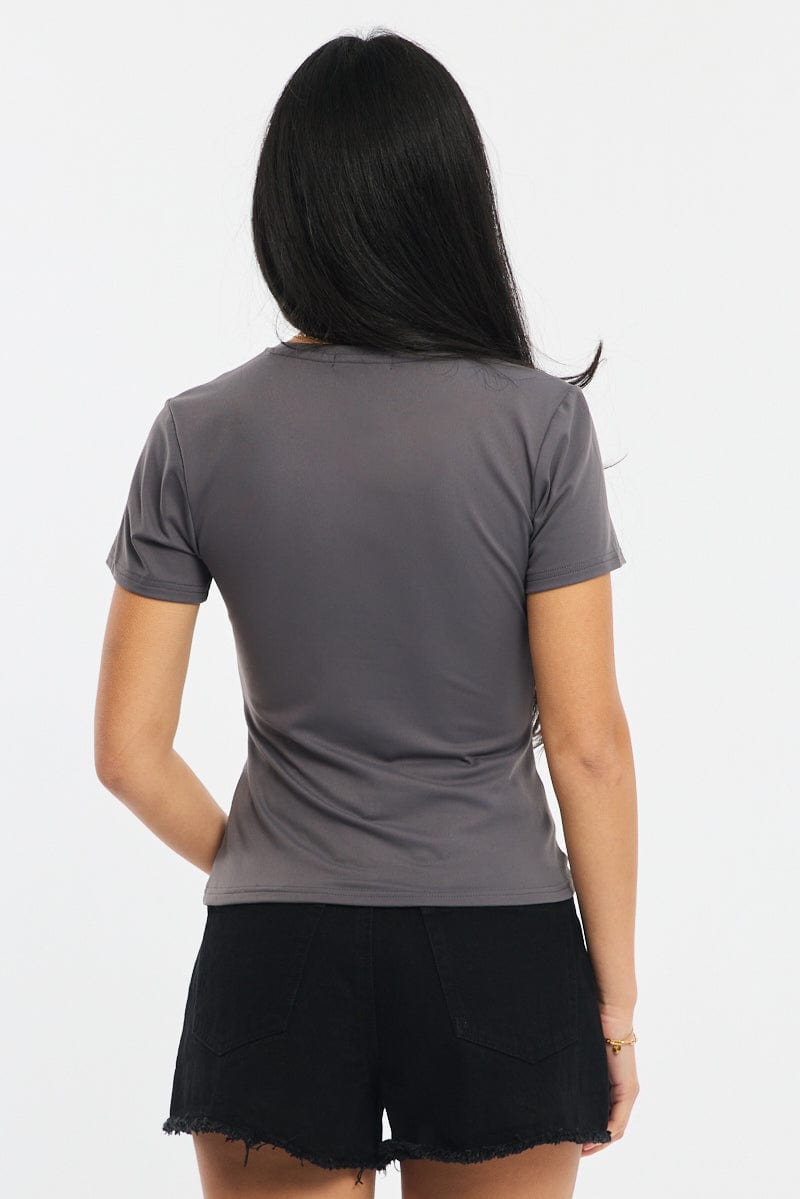 Grey Supersoft Crew Neck Short Sleeve for Ally Fashion