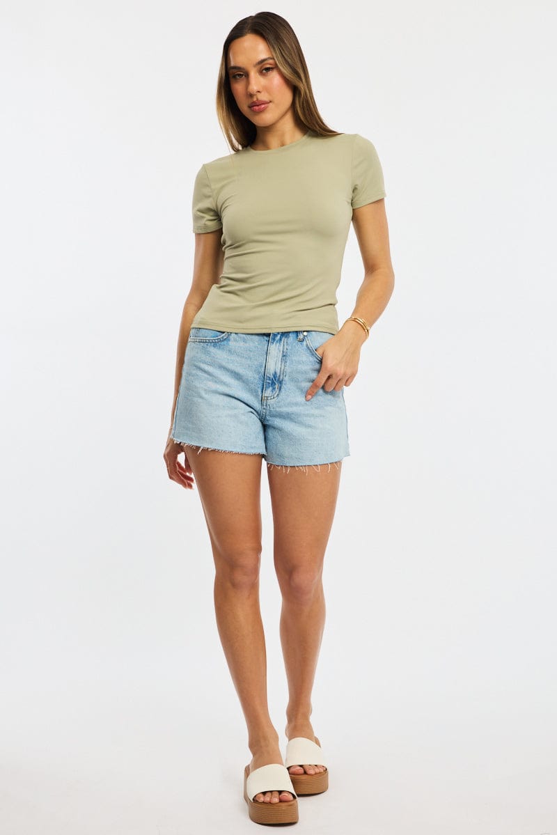 Green Supersoft Crew Neck Short Sleeve for Ally Fashion
