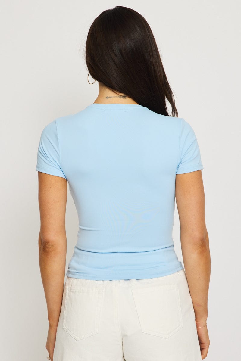 Blue Supersoft Crew Neck Short Sleeve for Ally Fashion