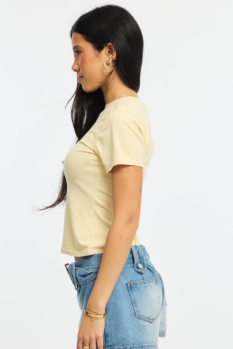 Yellow Supersoft Crew Neck Short Sleeve for Ally Fashion