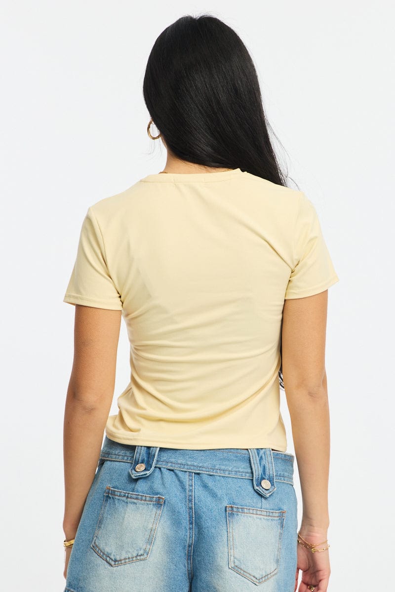 Yellow Supersoft Crew Neck Short Sleeve for Ally Fashion