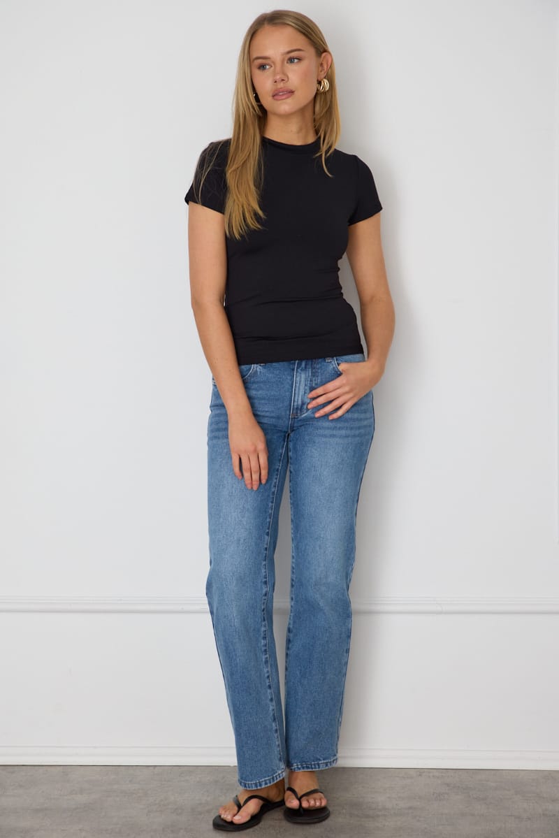 Black Supersoft Crew Neck Short Sleeve for Ally Fashion