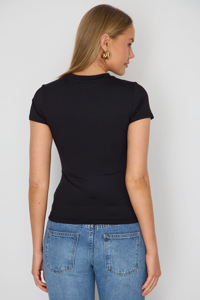 Black Supersoft Crew Neck Short Sleeve for Ally Fashion