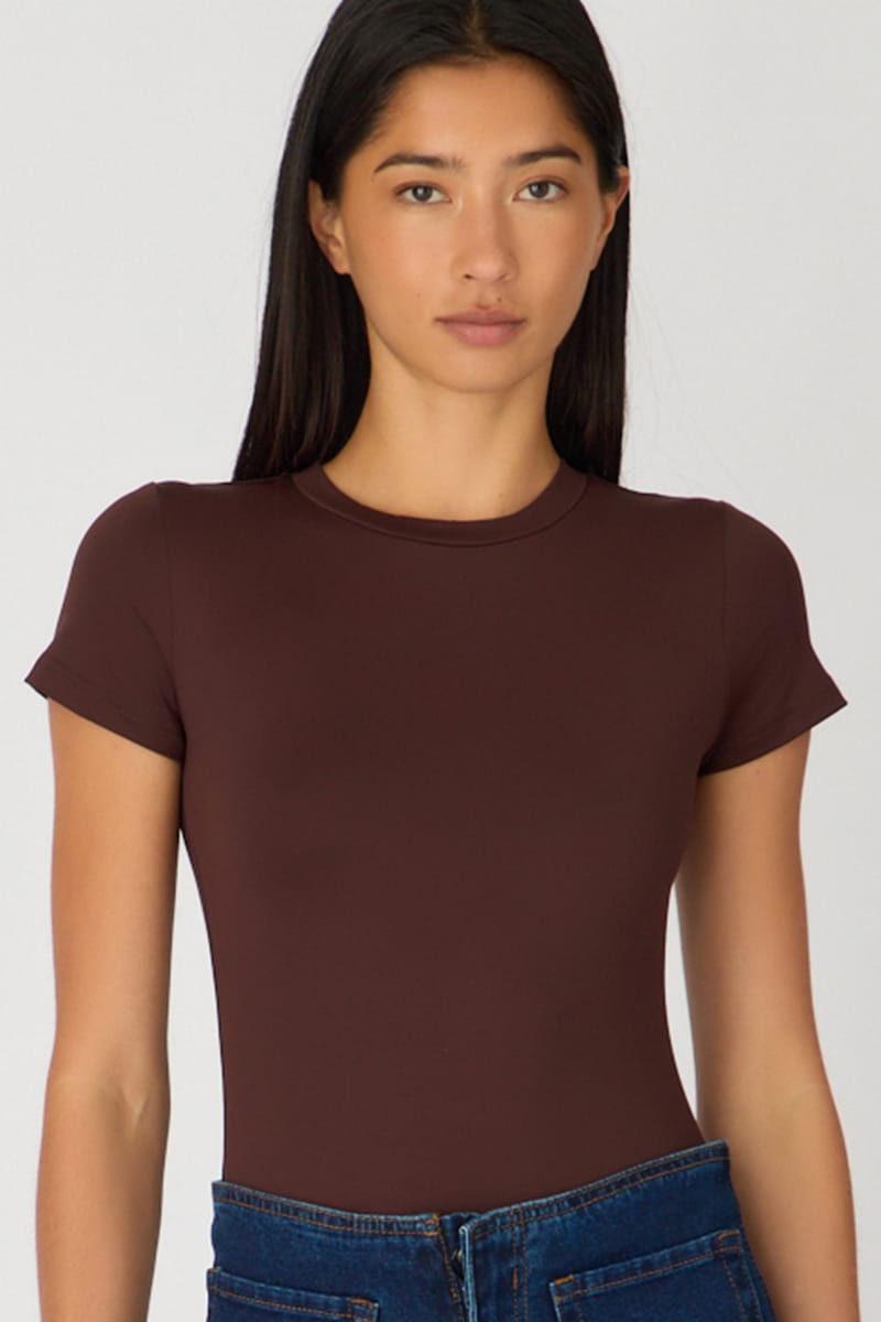 Brown Supersoft Crew Neck Short Sleeve for Ally Fashion