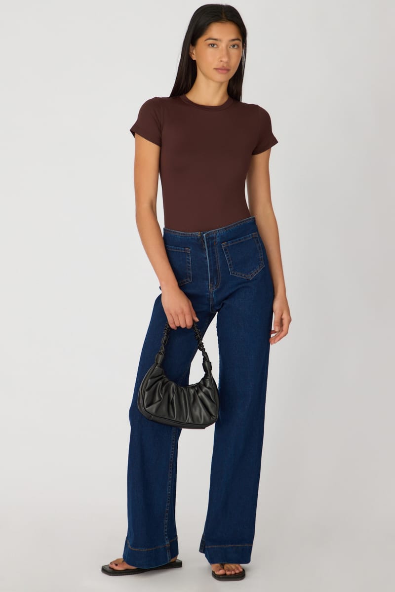 Brown Supersoft Crew Neck Short Sleeve for Ally Fashion