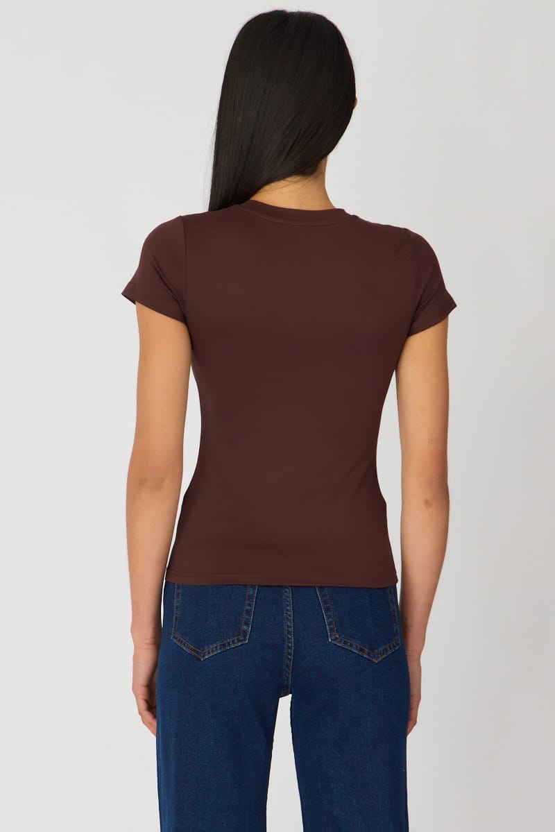 Brown Supersoft Crew Neck Short Sleeve for Ally Fashion