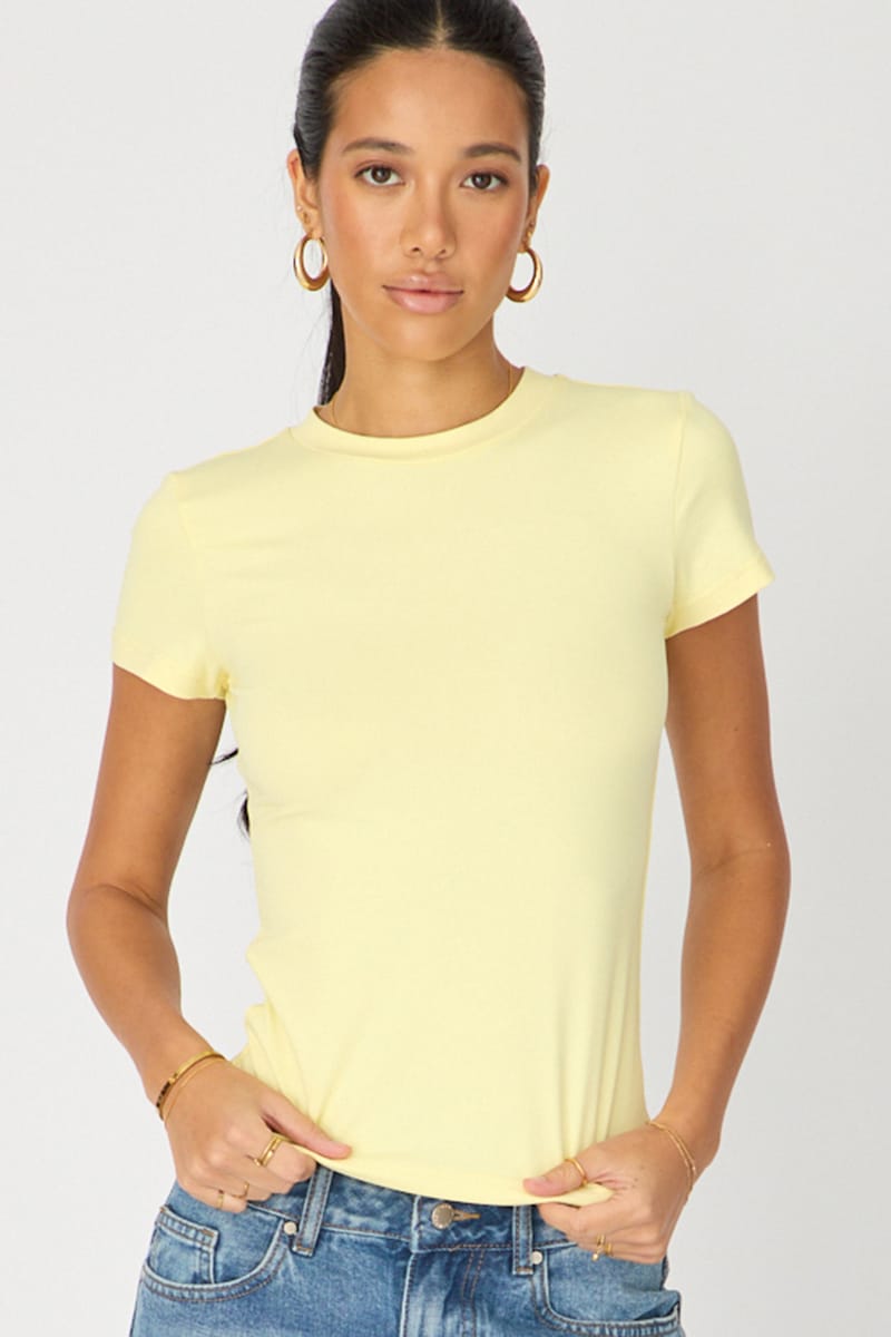 Yellow Supersoft Crew Neck Short Sleeve for Ally Fashion