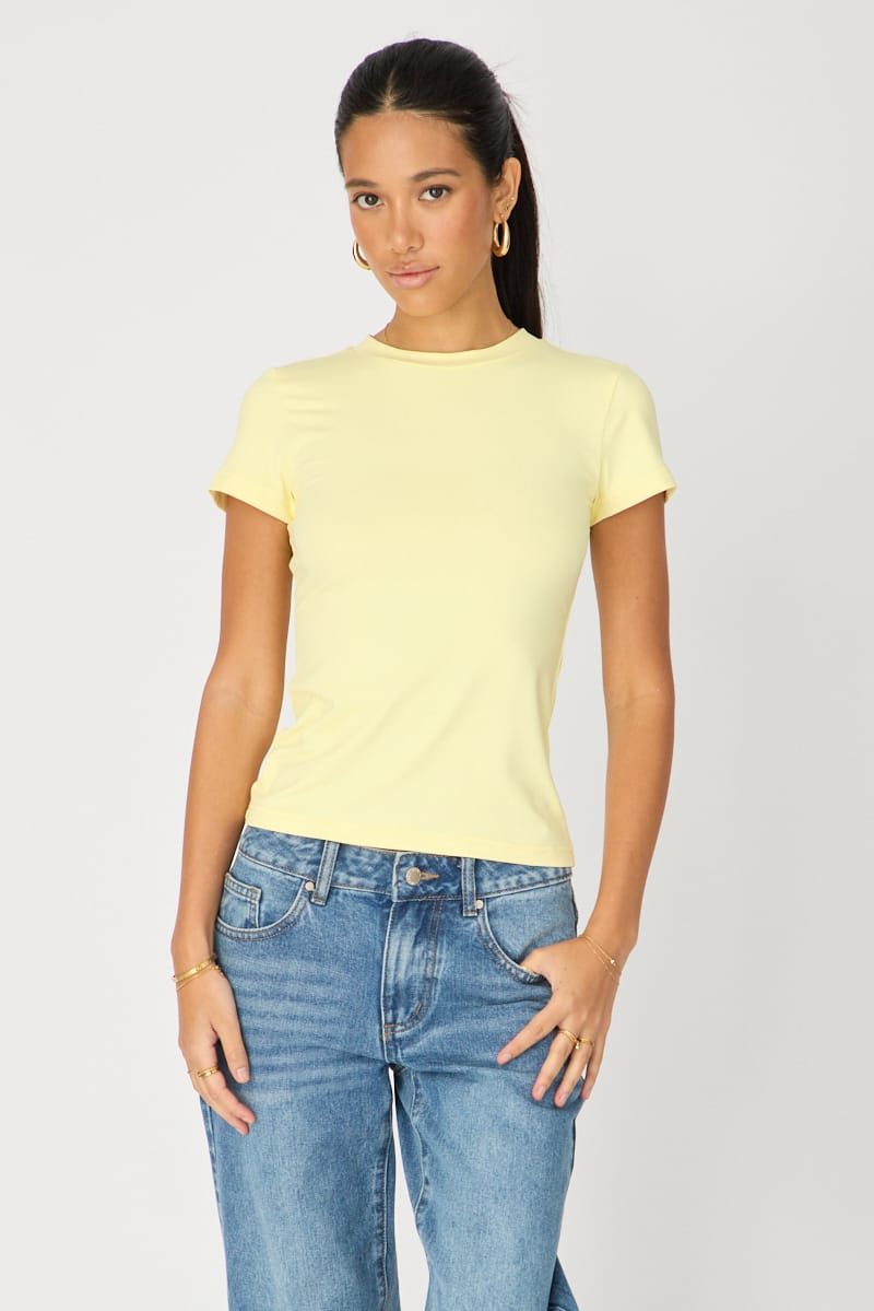 Yellow Supersoft Crew Neck Short Sleeve for Ally Fashion