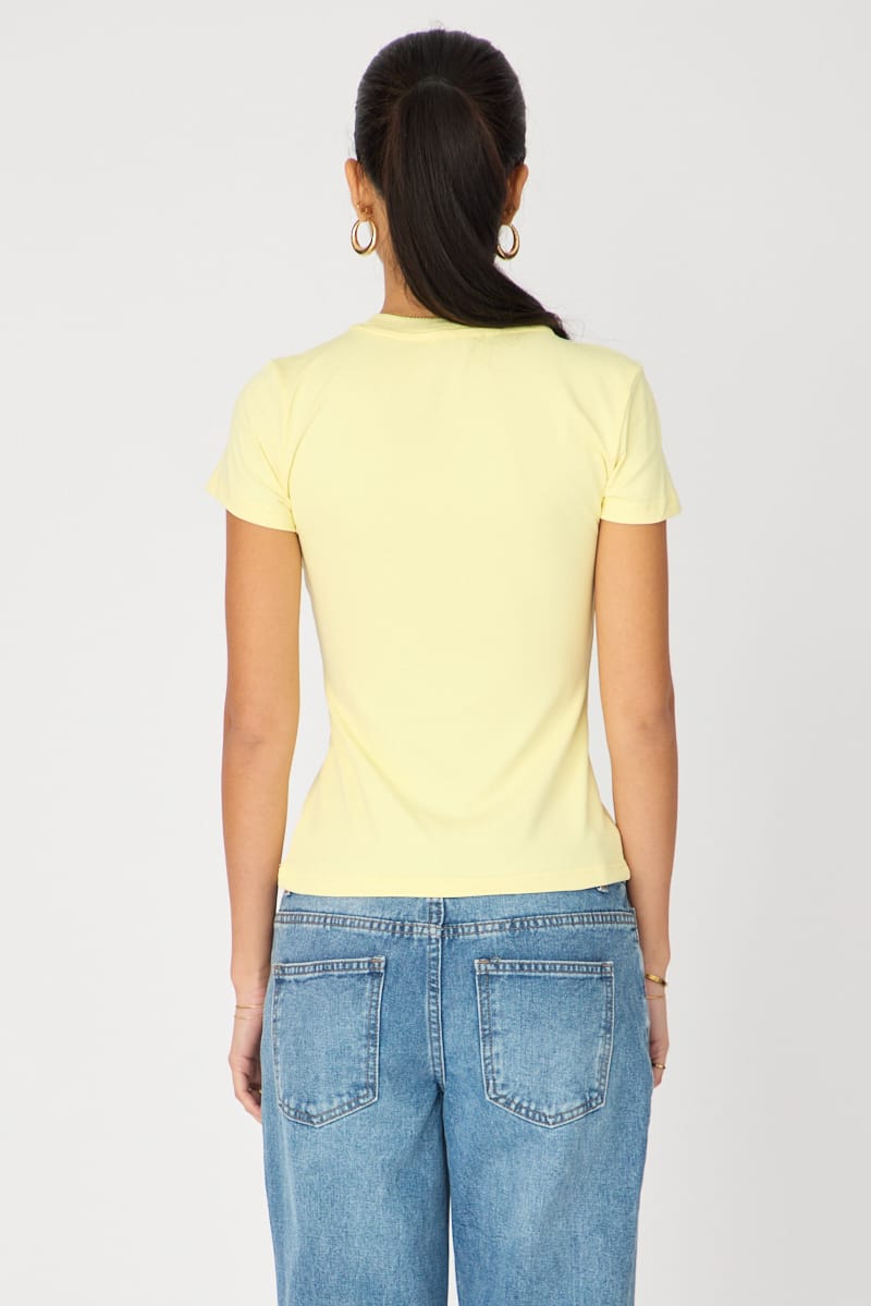 Yellow Supersoft Crew Neck Short Sleeve for Ally Fashion