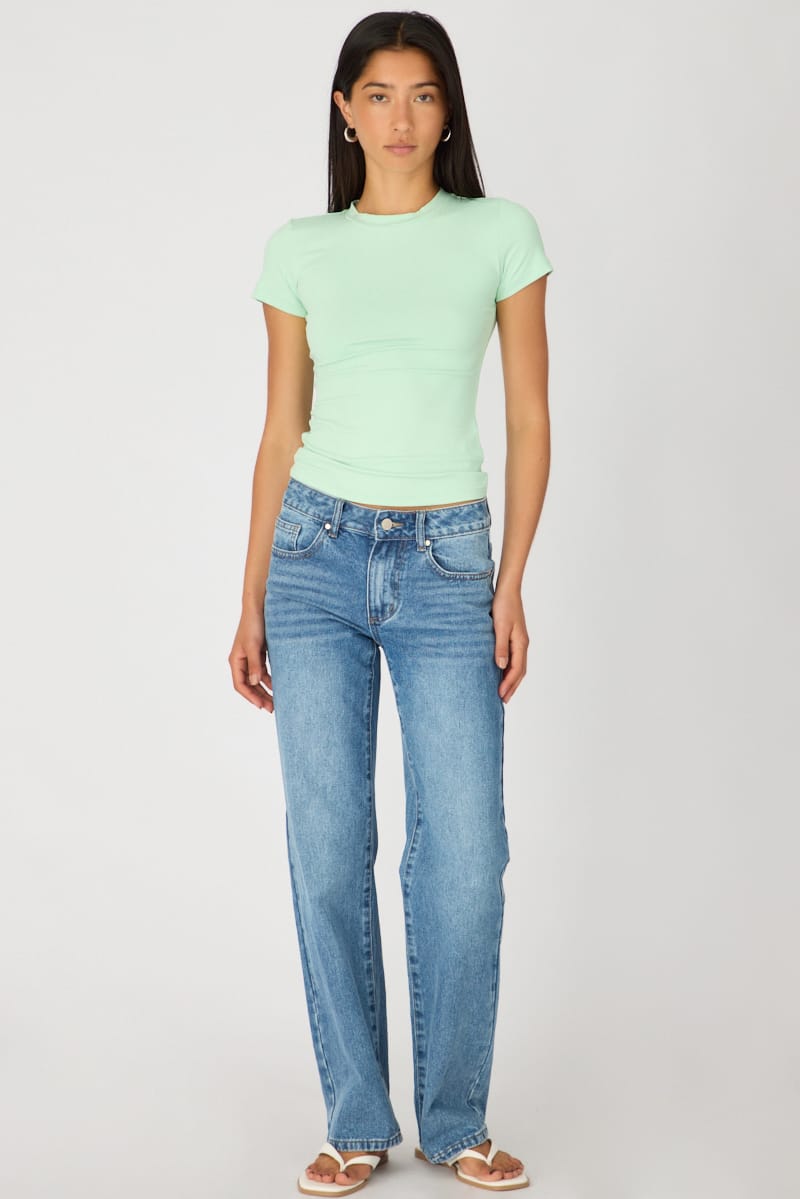 Green Supersoft Crew Neck Short Sleeve for Ally Fashion