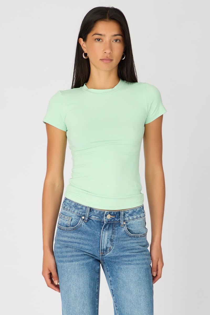 Green Supersoft Crew Neck Short Sleeve for Ally Fashion