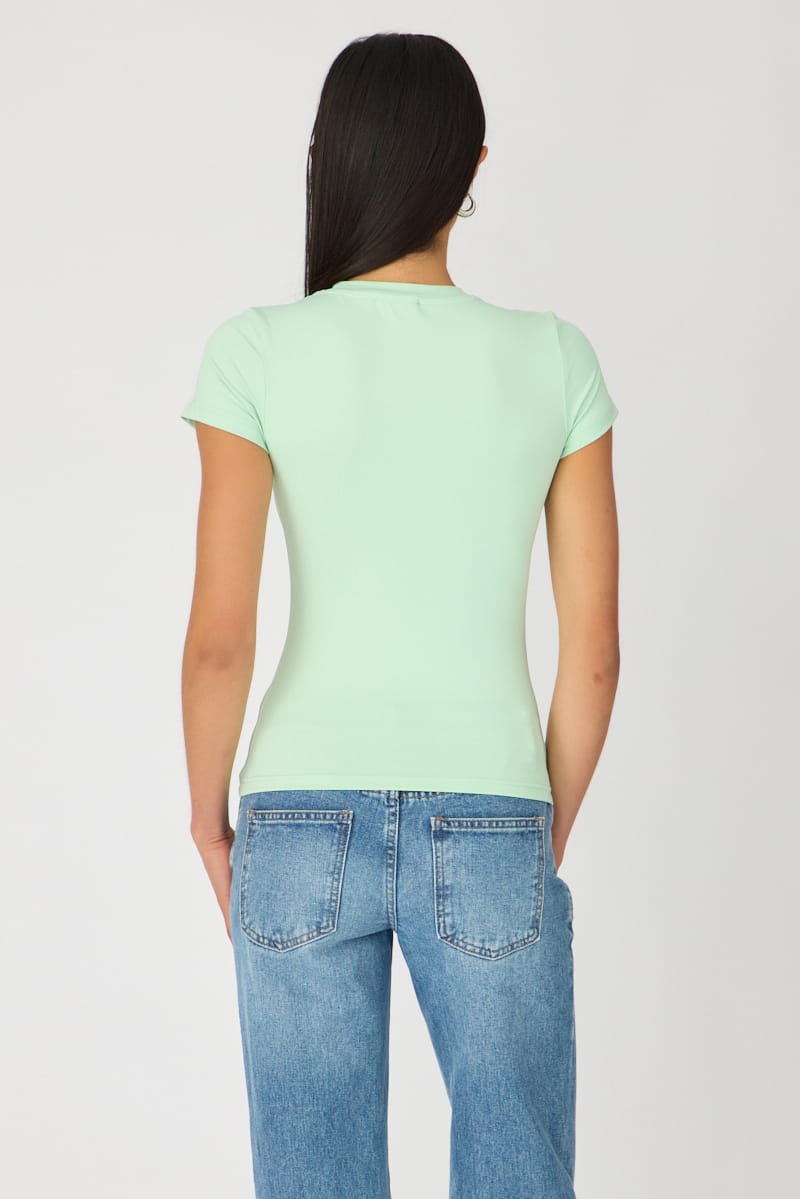 Green Supersoft Crew Neck Short Sleeve for Ally Fashion
