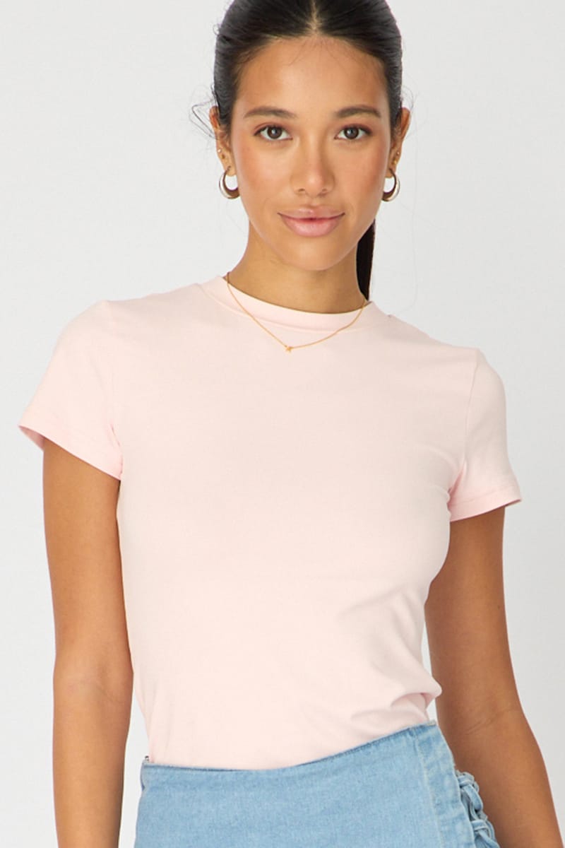 Pink Supersoft Crew Neck Short Sleeve for Ally Fashion