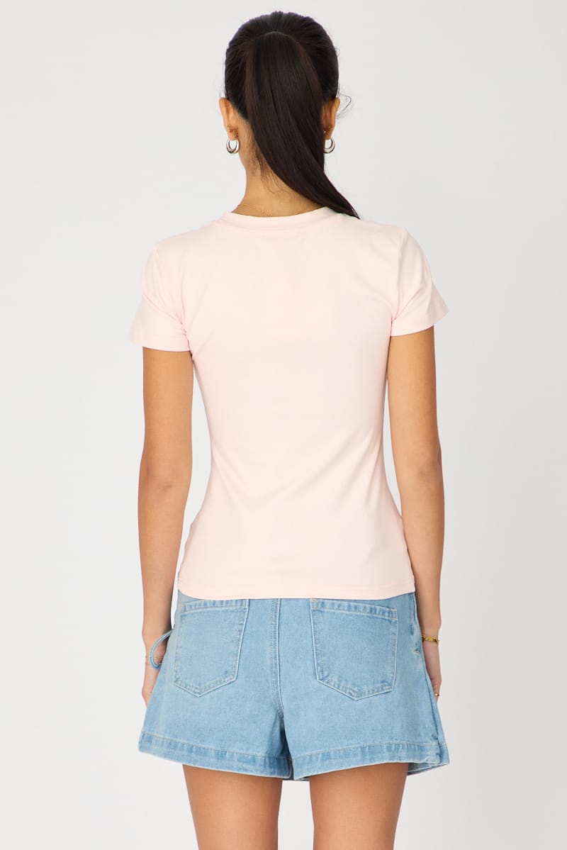 Pink Supersoft Crew Neck Short Sleeve for Ally Fashion
