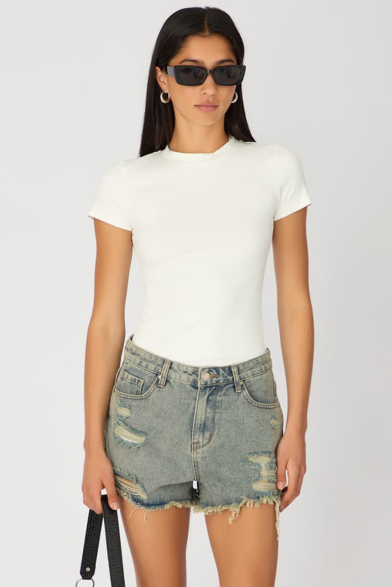White Supersoft Crew Neck Short Sleeve for Ally Fashion