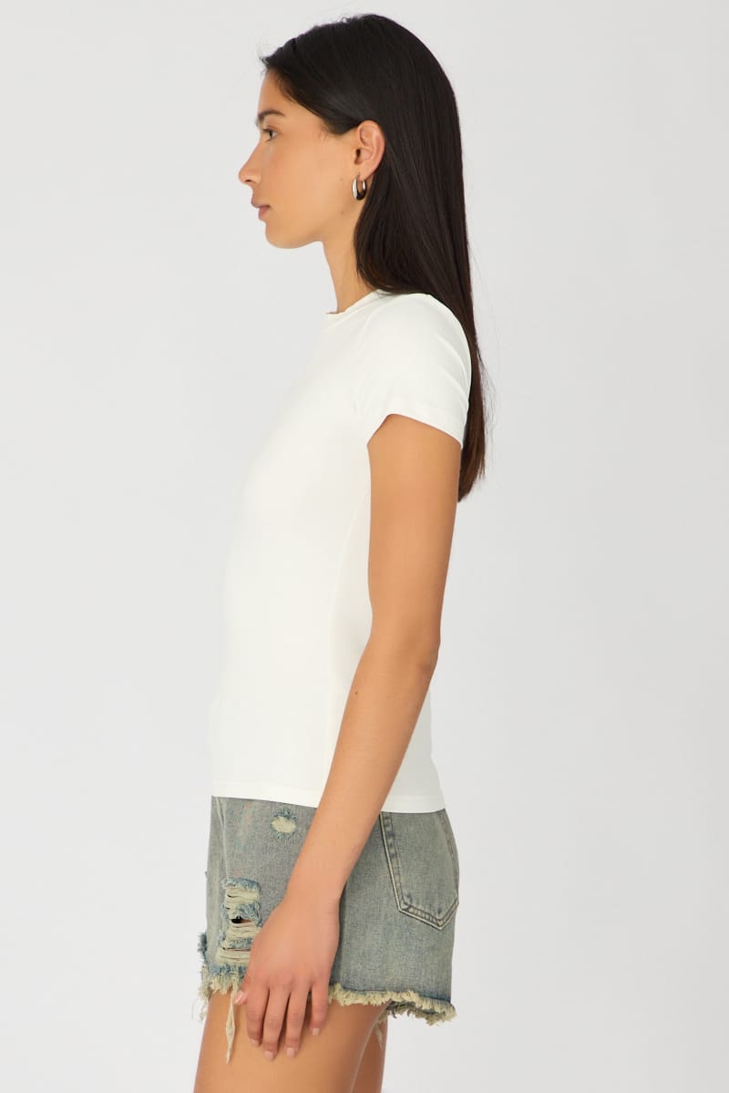 White Supersoft Crew Neck Short Sleeve for Ally Fashion