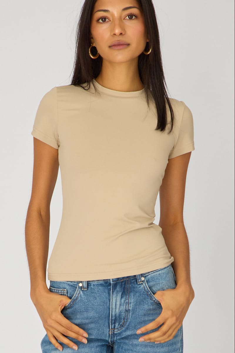 Brown Supersoft Crew Neck Short Sleeve for Ally Fashion