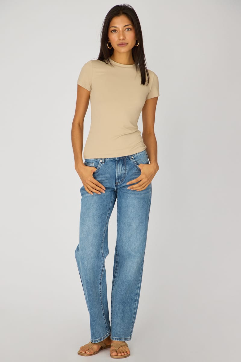 Brown Supersoft Crew Neck Short Sleeve for Ally Fashion