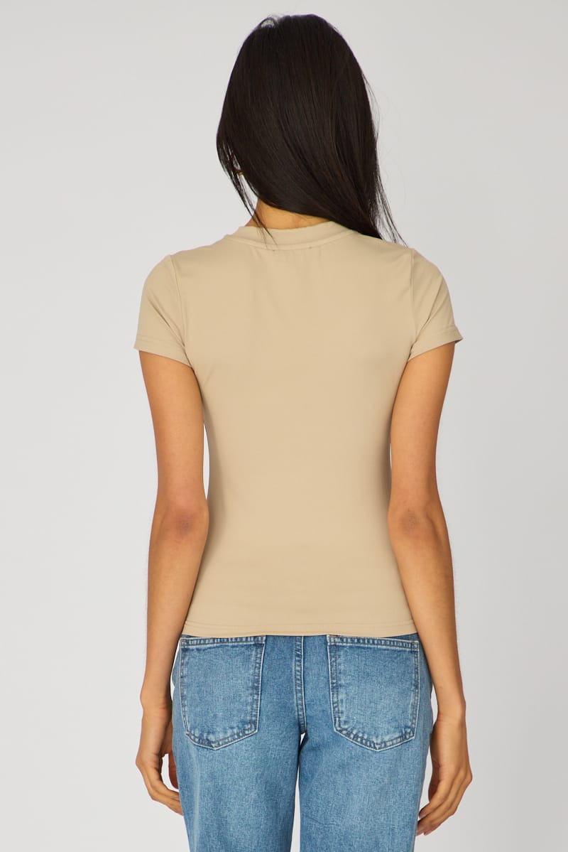 Brown Supersoft Crew Neck Short Sleeve for Ally Fashion