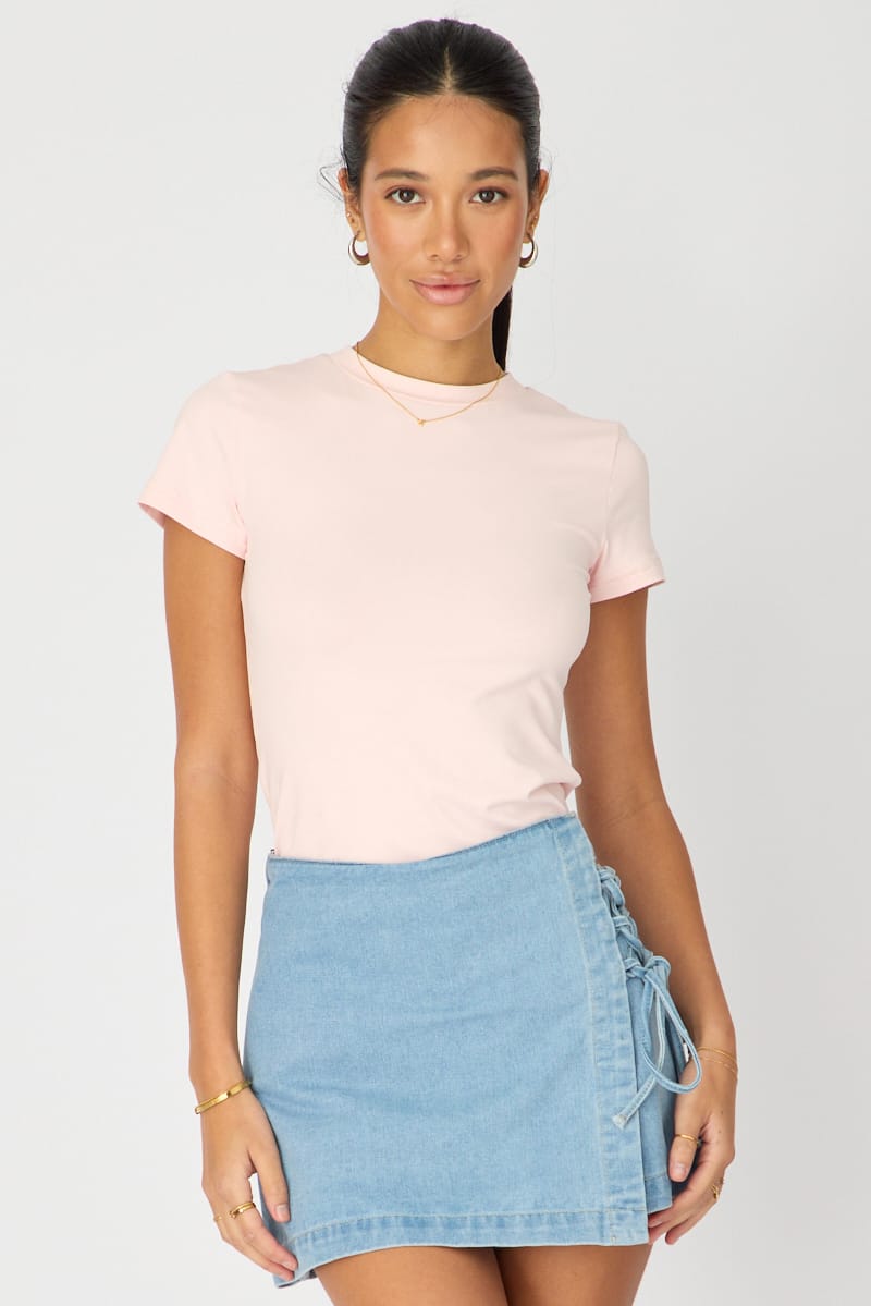 Pink Supersoft Crew Neck Short Sleeve for Ally Fashion