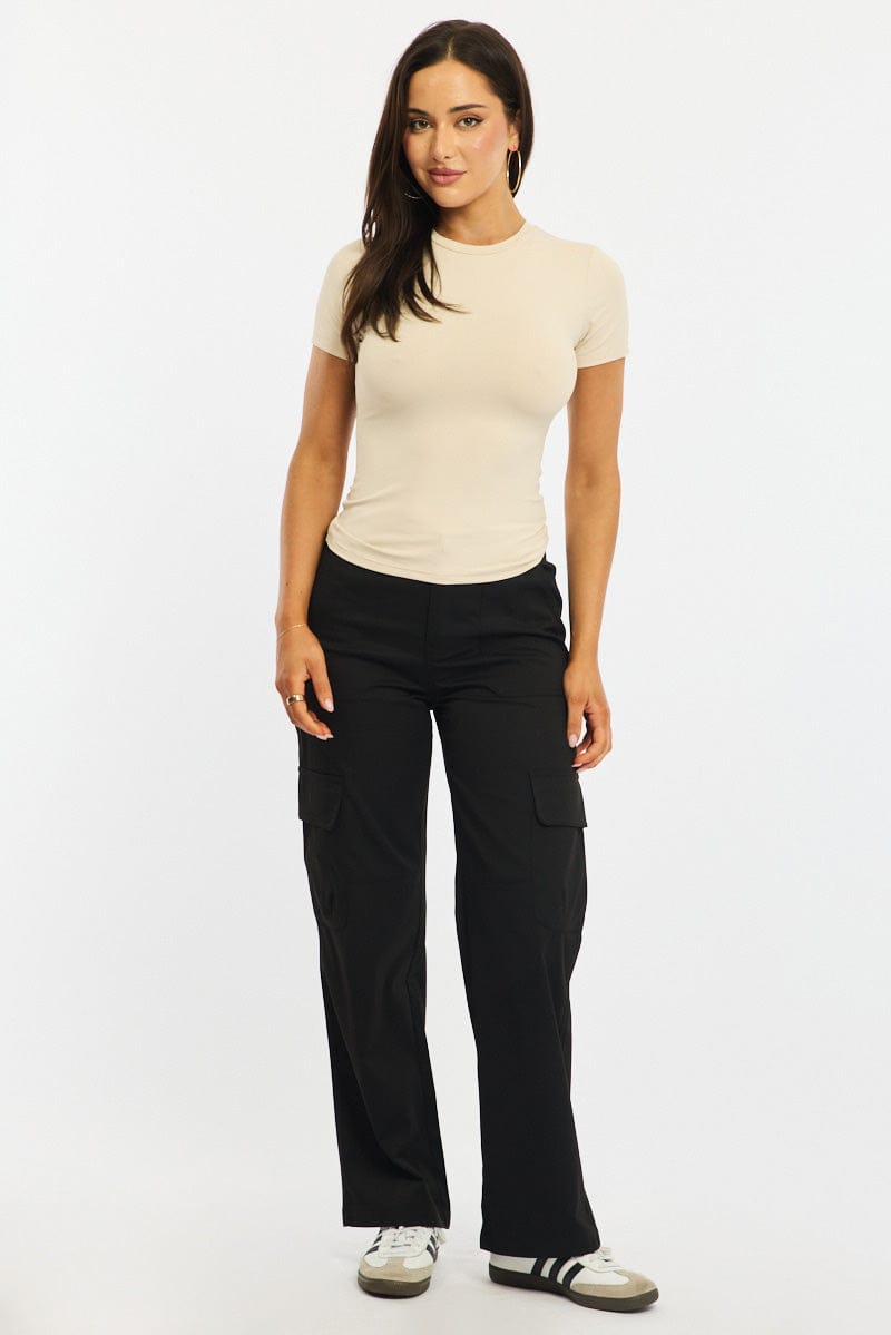 Beige Supersoft Crew Neck Short Sleeve for Ally Fashion