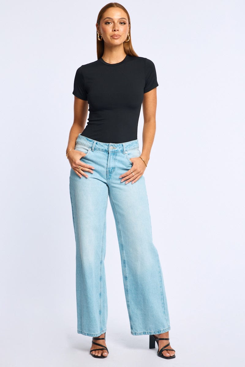 Black Supersoft Crew Neck Short Sleeve for Ally Fashion