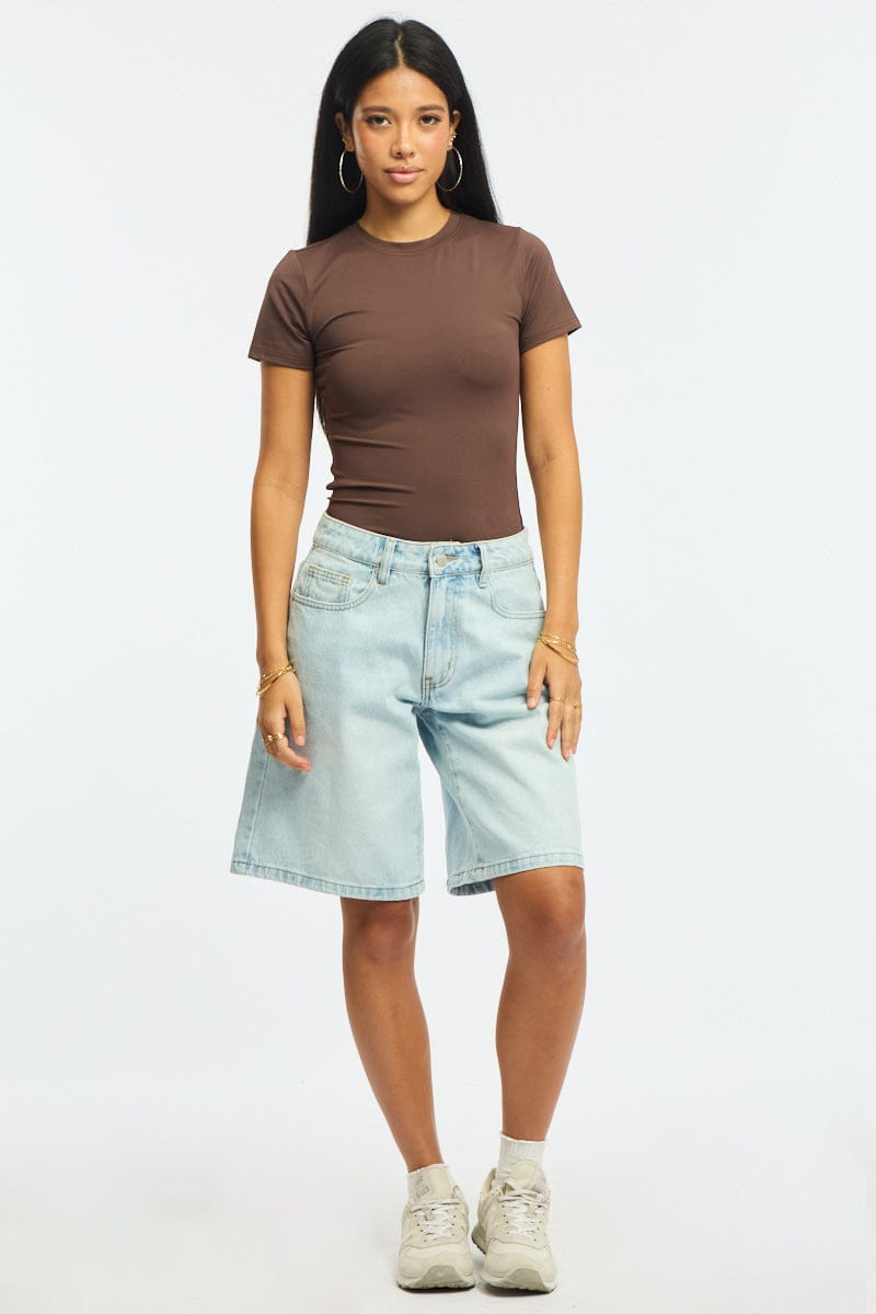 Brown Supersoft Crew Neck Short Sleeve for Ally Fashion