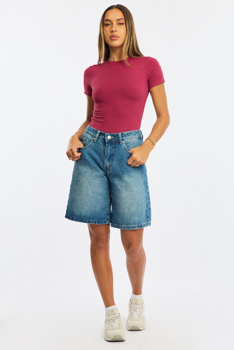 Red Supersoft Crew Neck Short Sleeve for Ally Fashion