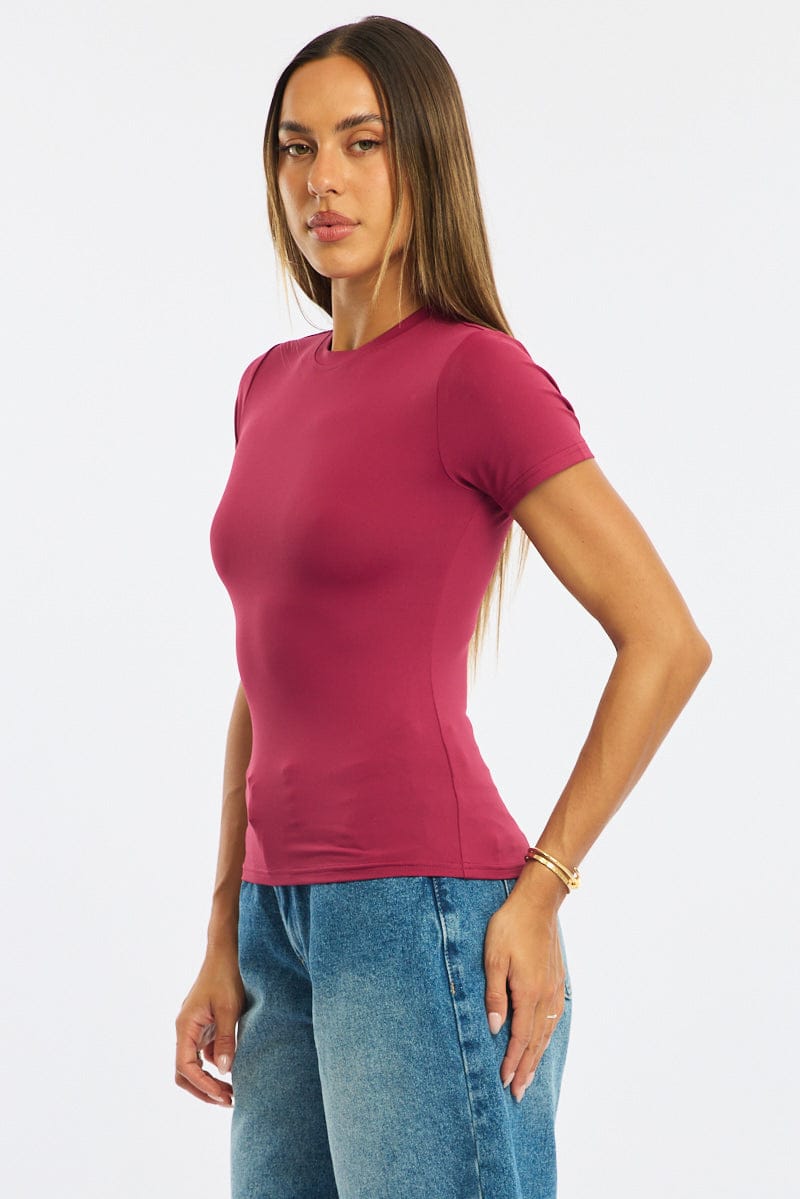 Red Supersoft Crew Neck Short Sleeve for Ally Fashion