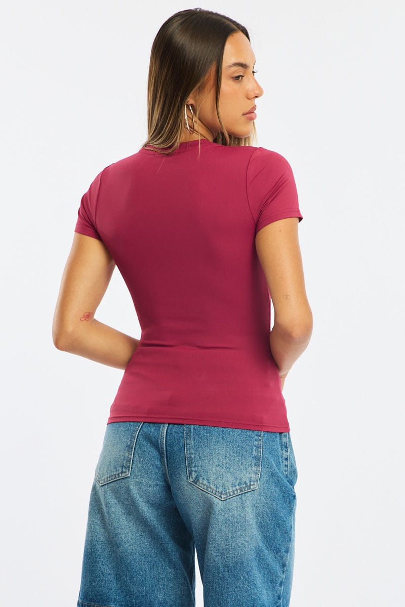 Red Supersoft Crew Neck Short Sleeve for Ally Fashion