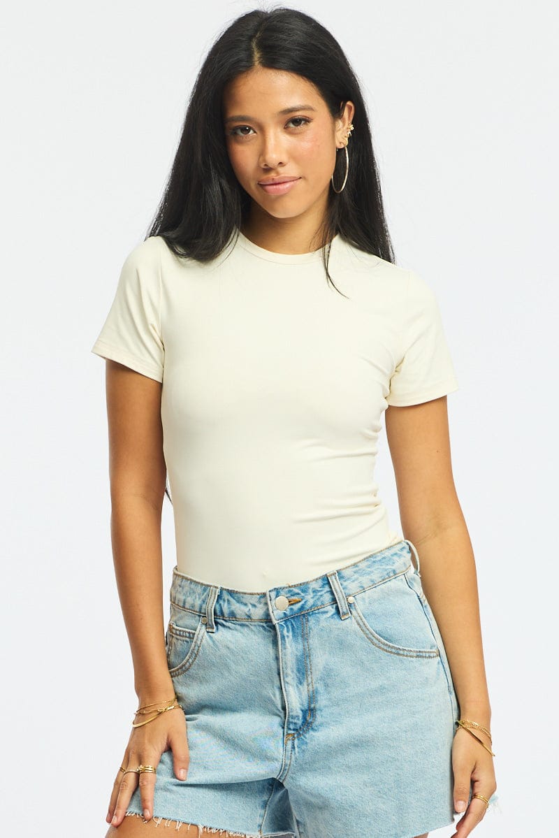 White Supersoft Crew Neck Short Sleeve for Ally Fashion