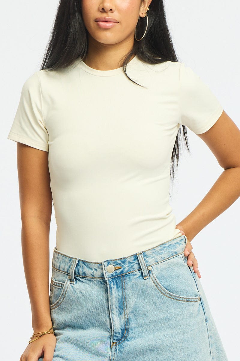 White Supersoft Crew Neck Short Sleeve for Ally Fashion